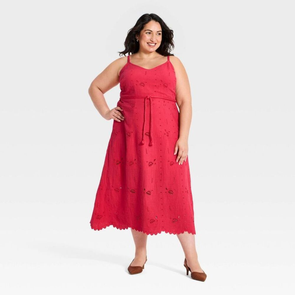 Women's Crafted Midi Sundress - Universal Thread Pink 1X